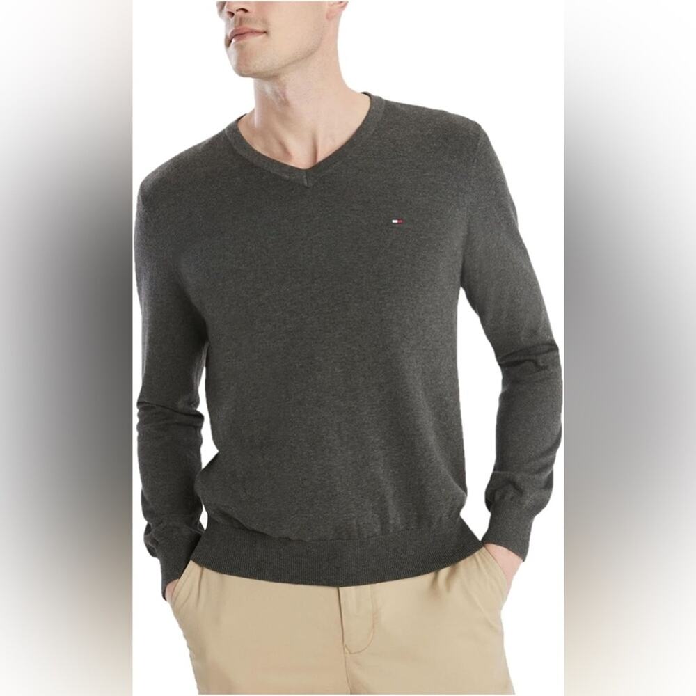 Tommy Hilfiger Logo Cotton V-Neck Pullover Sweater NEW XXL 2XL